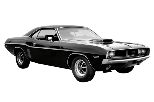 ai-generated-american-classic-car-black-and-white-isolated-photo-png